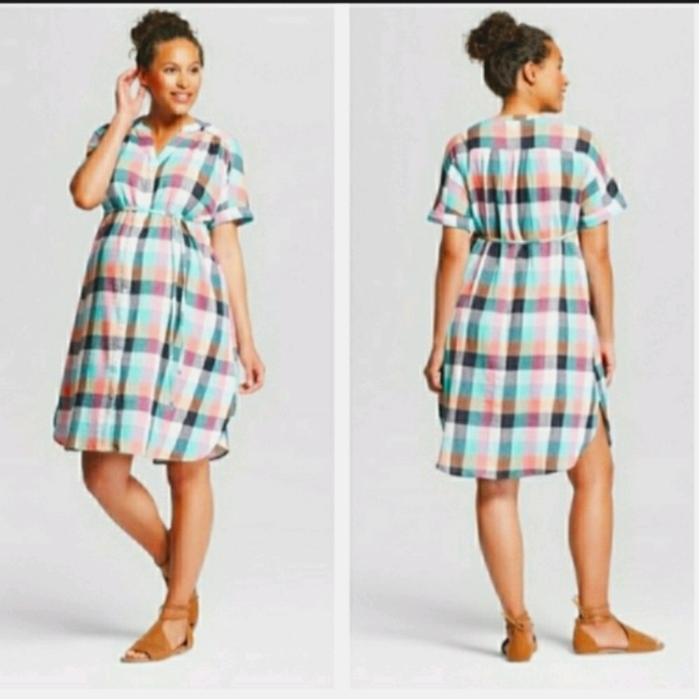 💚HP💚 ISABEL plaid summer dress 100% cotton